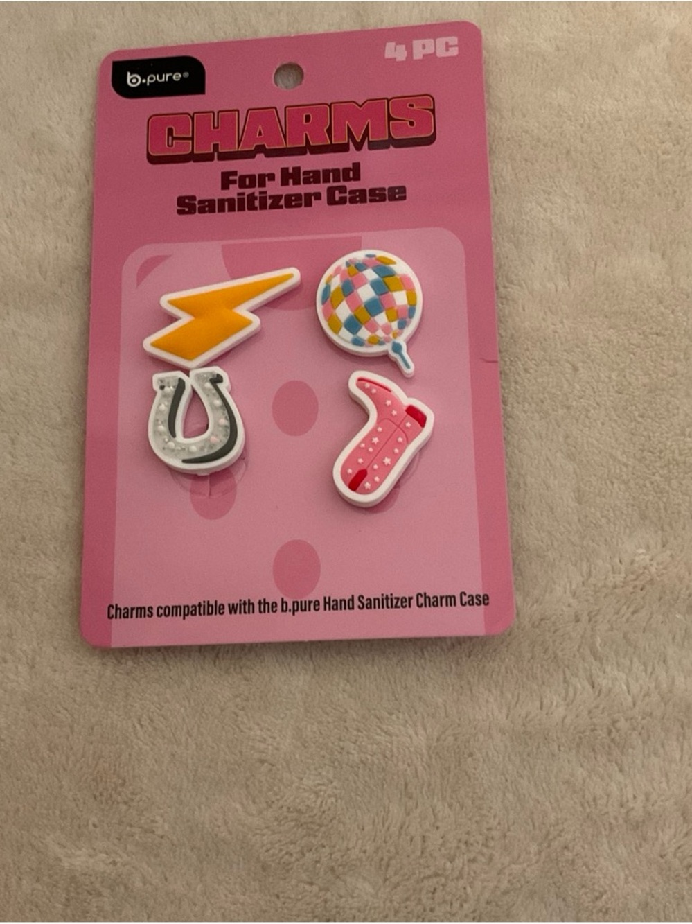 Pink Hand Sanitizer Charm Set - 4 Pc